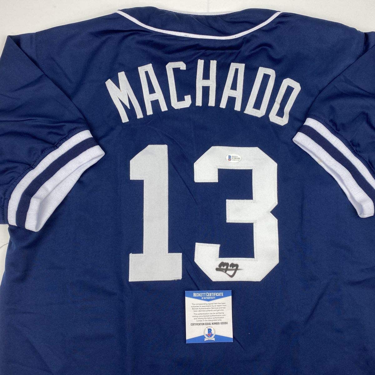 Autographed/Signed Manny Machado San Diego Blue Baseball Jersey Beckett BAS COA