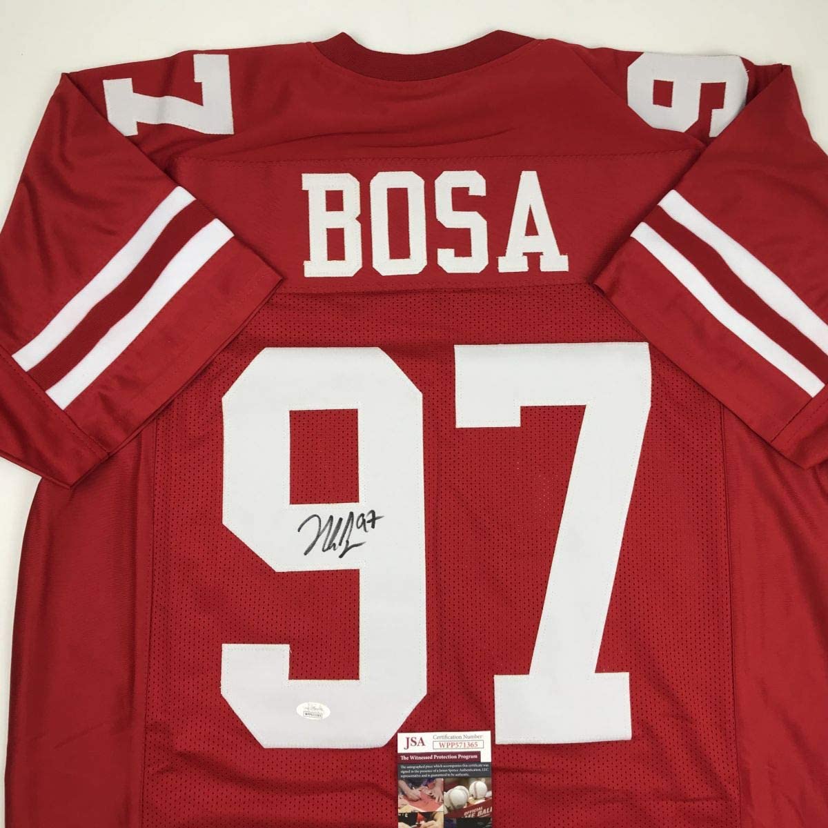 Autographed/Signed Nick Bosa San Francisco Red Football Jersey JSA COA