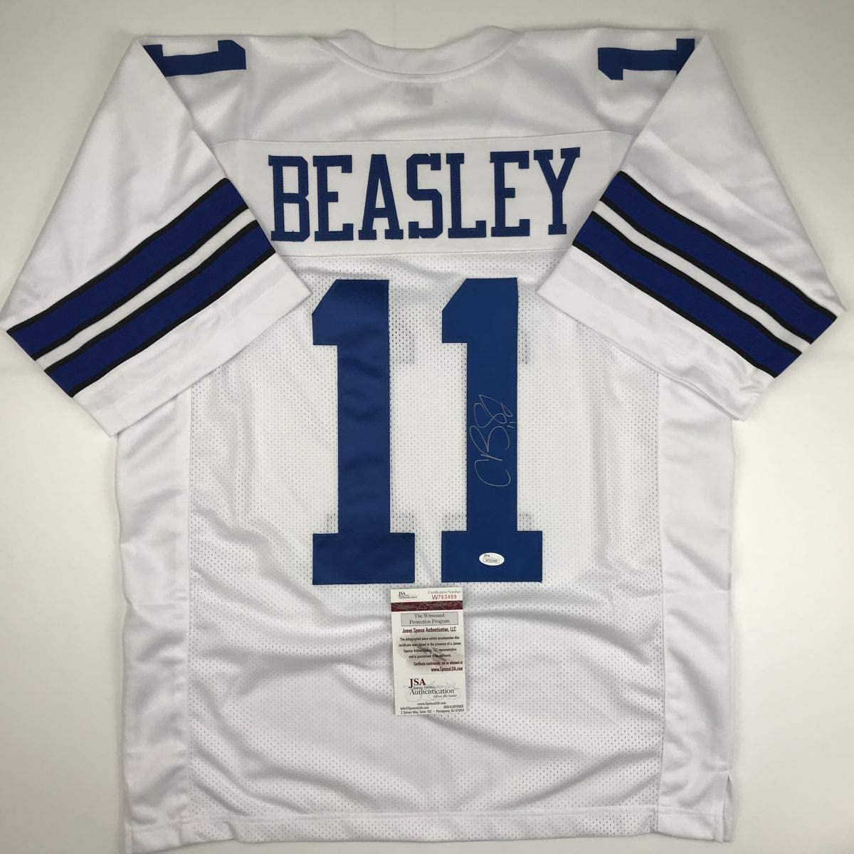 Autographed/Signed Cole Beasley Dallas White Football Jersey JSA COA
