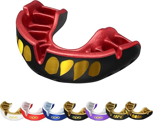 OPRO Gold Level Mouth Guard - Moldable Mouthguard with Premium Comfort Fit, and Multi-Layer Protection for Boxing, MMA, Rugby, Hockey, and Football Mouthpiece ‰ÛÒ Includes Case