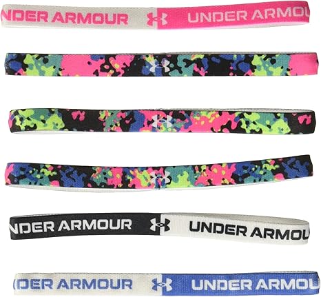 Under Armour Girls' Graphic Headbands 6-Pack, Electro Pink (696)/Quirky Lime, One Size Fits All