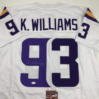 Autographed/Signed Kevin Williams Minnesota White Football Jersey JSA COA