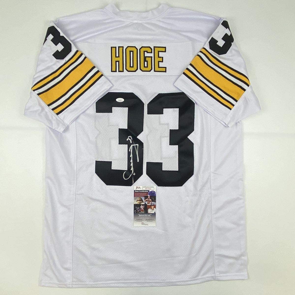 Autographed/Signed Merril Hoge Pittsburgh White Football Jersey JSA COA