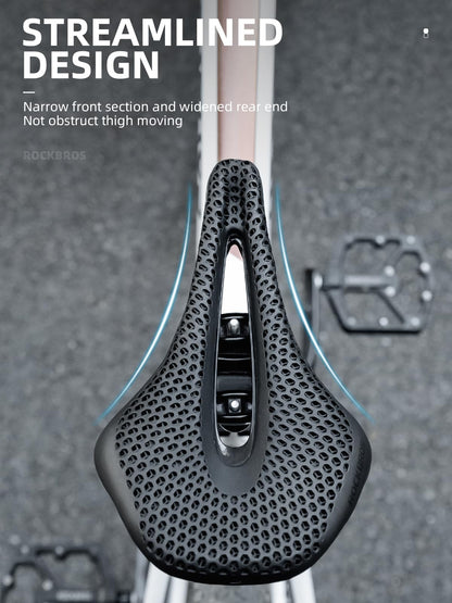 ROCKBROS 3D Printed Carbon Bike Saddle Ergonomic Ultralight Seat
