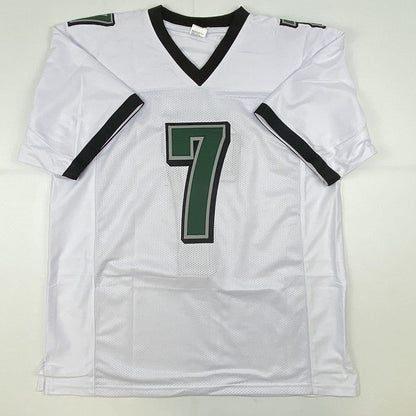 Autographed/Signed Michael Mike Vick Philadelphia White Football Jersey Beckett BAS COA