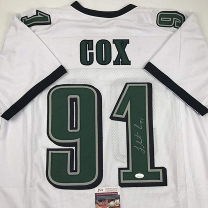 Autographed/Signed Fletcher Cox Philadelphia White Football Jersey JSA COA