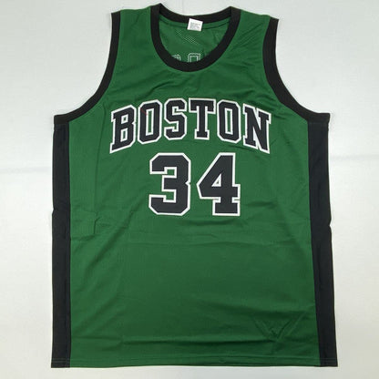 Autographed/Signed Paul Pierce Boston Green Basketball Jersey JSA COA