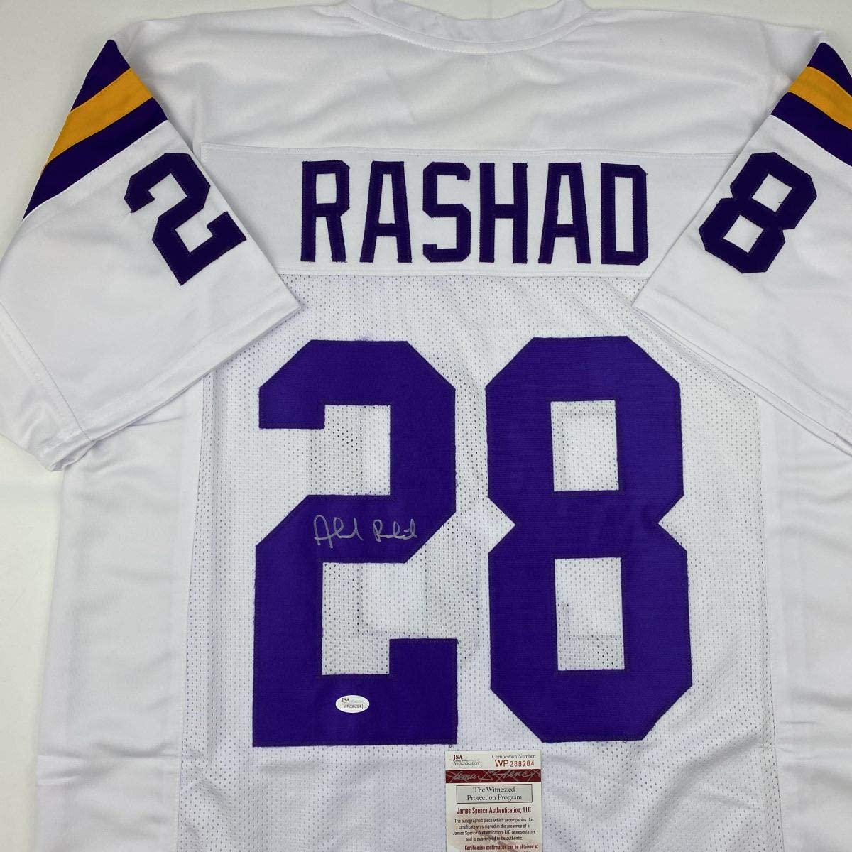 Autographed/Signed Ahmad Rashad Minnesota White Football Jersey JSA COA