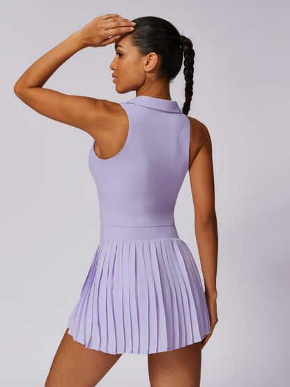 ABOCIW Womens Tennis Skirts Sports Bra Sets High Waist Pleated Golf Skorts Skirt V Neck Collar Workout Crop Tank Tops 2 Piece Outfits #1 Purple Medium