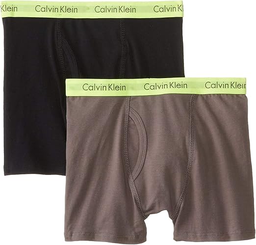 Calvin Klein Boy`s 2 Pack Boxer Briefs (X-Small/4-5, Black Volt (37367675) / Black Volt)