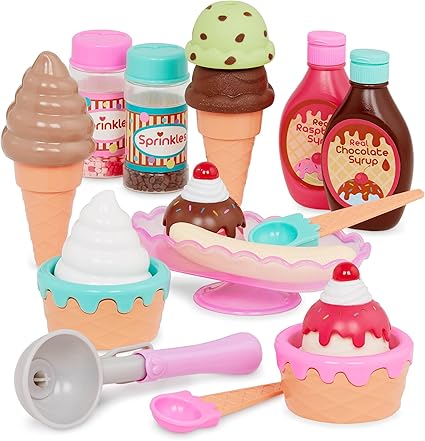 Battat- Play Circle- Toy Food _Ü_ Ice Cream Set _Ü_ Kitchen Accessories For Kids- Pretend Play- Sweet Treats Ice Cream Parlour- 3 years + (21 Pcs)