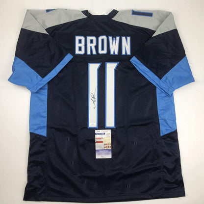 Autographed/Signed AJ A.J. Brown Tennessee Dark Blue Football Jersey JSA COA