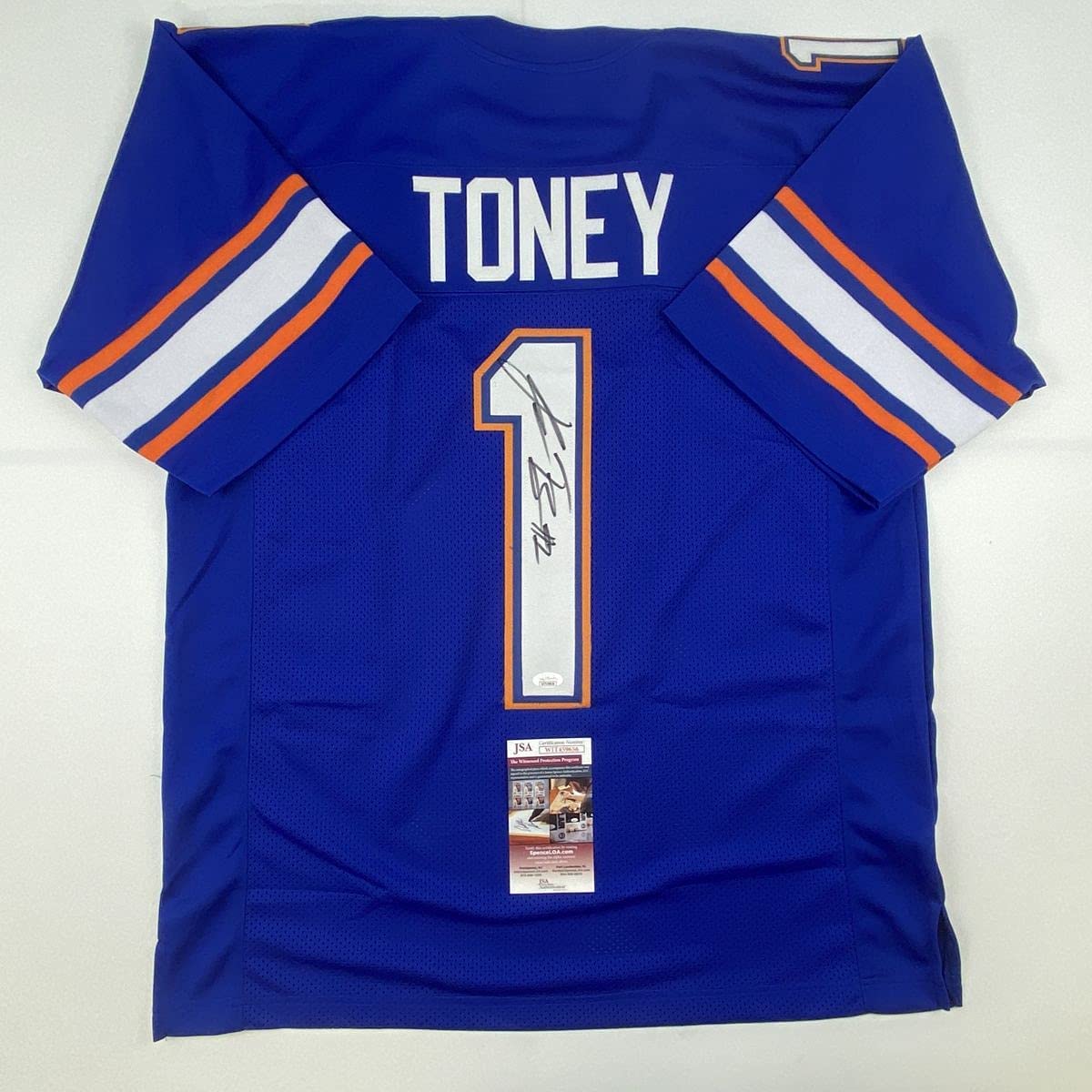 Autographed/Signed Kadarius Toney Florida Blue College Football Jersey JSA COA