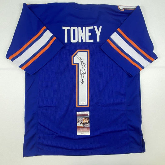 Autographed/Signed Kadarius Toney Florida Blue College Football Jersey JSA COA