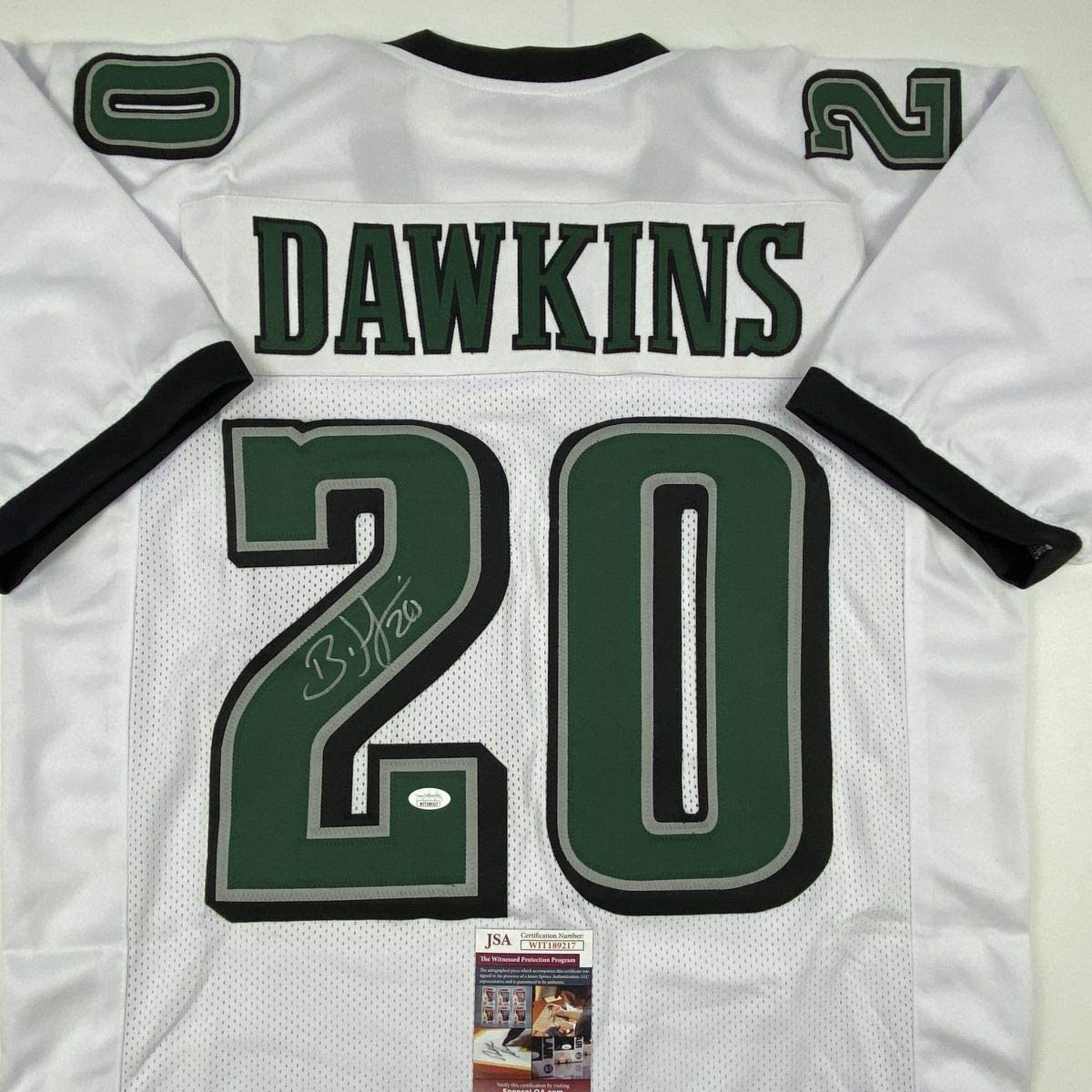 Autographed/Signed Brian Dawkins Philadelphia White Football Jersey JSA COA