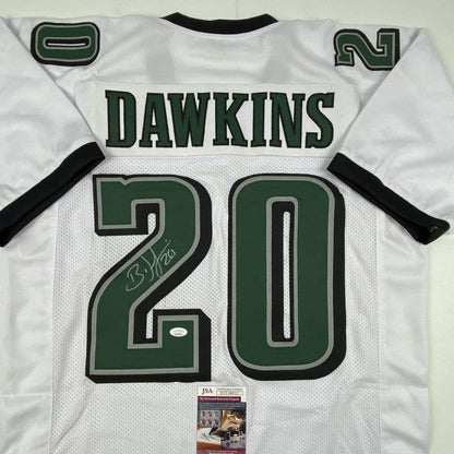 Autographed/Signed Brian Dawkins Philadelphia White Football Jersey JSA COA