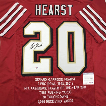 Autographed/Signed Garrison Hearst San Francisco Red Stat Football Jersey PSA/DNA COA