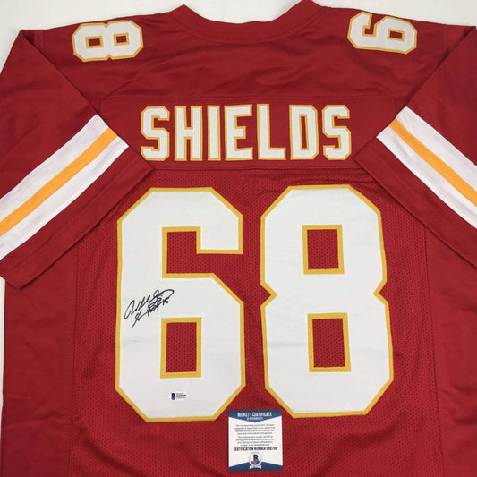 Autographed/Signed Will Shields HOF 15 Kansas City Red Football Jersey Beckett BAS COA