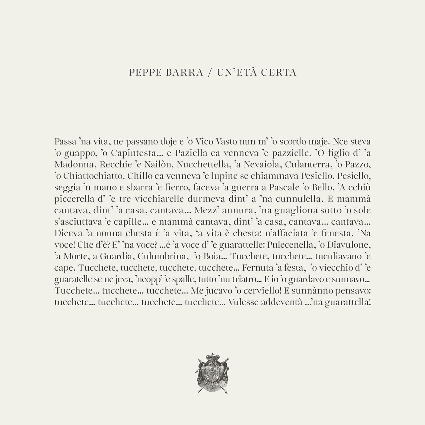 Peppe Barra - Un Eta Certa (Ita) [LP] Vinyl Record