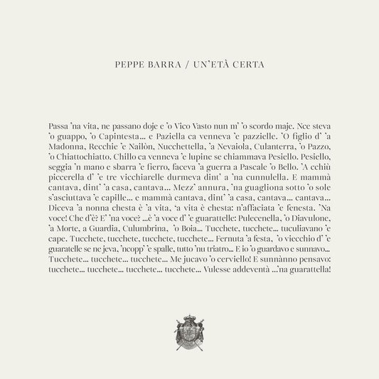 Peppe Barra - Un Eta Certa (Ita) [LP] Vinyl Record