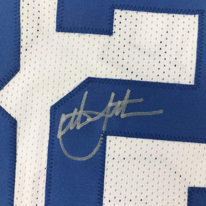 Autographed/Signed Christian Laettner Duke White Stat The Shot College Basketball Jersey JSA COA