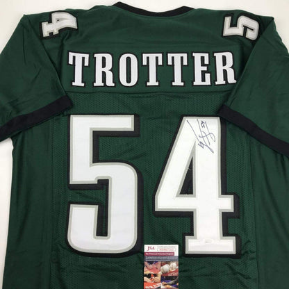Autographed/Signed Jeremiah Trotter Philadelphia Green Football Jersey JSA COA