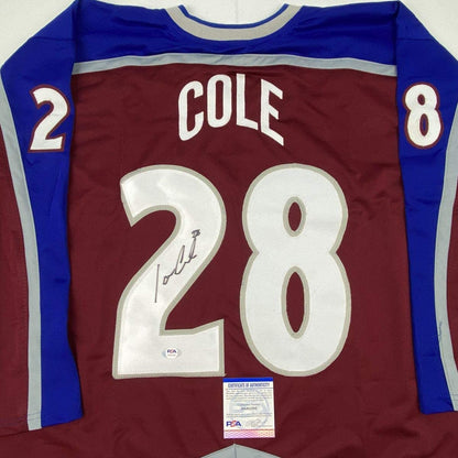 Autographed/Signed Ian Cole Colorado Maroon Hockey Jersey PSA/DNA COA