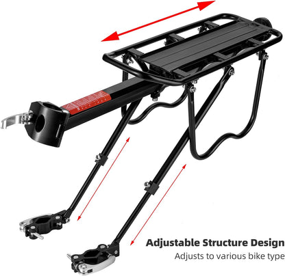 ROCKBROS Rear Bike Bicycle Cargo Rack Aluminum Alloy 115 lbs Capacity Black
