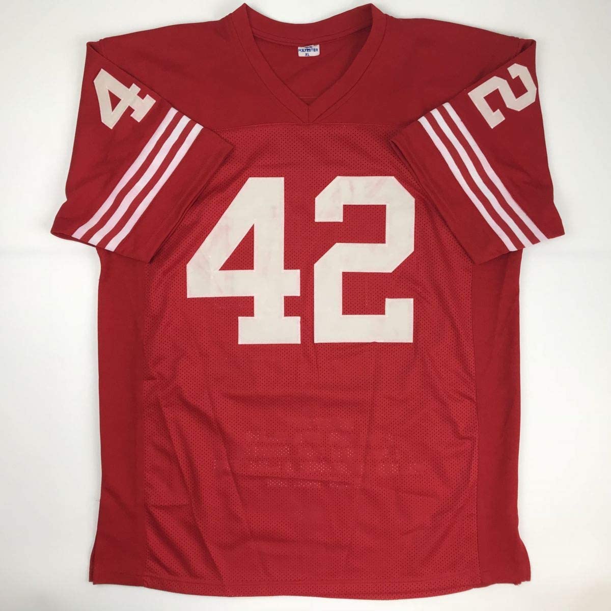 Autographed/Signed Ronnie Lott San Francisco Red Stat Football Jersey PSA/DNA COA