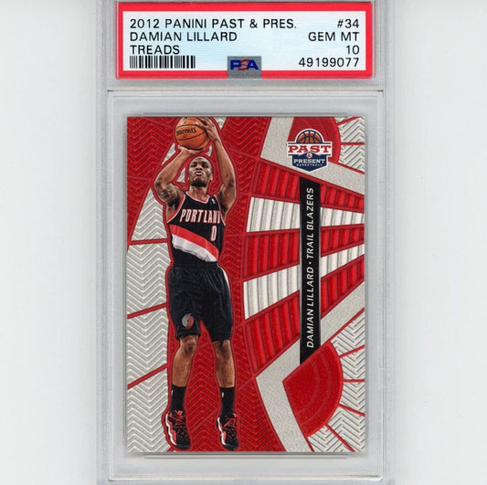 Graded 2012-13 Panini Past & Present Damian Lillard #34 Treads Rookie RC Basketball Card PSA 10 Gem Mint