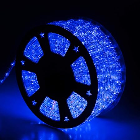 100Ft Blue LED Rope Lights, Outdoor String Lights Waterproof Decorative Lighting for Indoor/Outdoor, Camper Lights for Outside, Deck, Patio, Eaves, Backyards Garden, Christmas Decorations