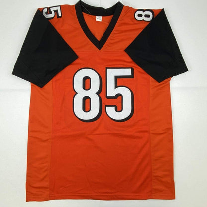 Autographed/Signed Chad Johnson Ochocinco Cincinnati Orange Football Jersey JSA COA