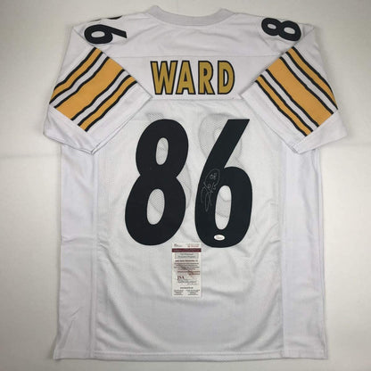 Autographed/Signed Hines Ward Pittsburgh White Football Jersey JSA COA