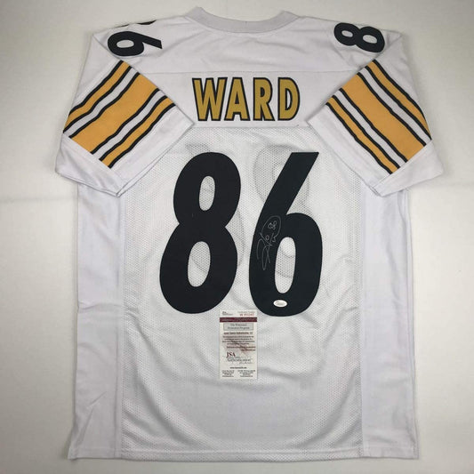 Autographed/Signed Hines Ward Pittsburgh White Football Jersey JSA COA