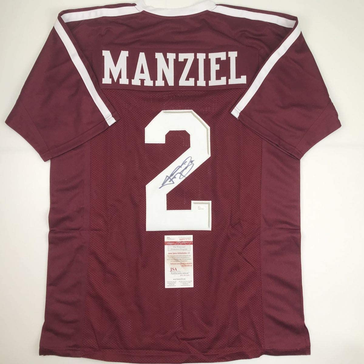 Autographed/Signed Johnny Manziel Texas A&M Maroon College Football Jersey JSA COA