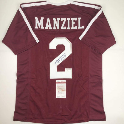 Autographed/Signed Johnny Manziel Texas A&M Maroon College Football Jersey JSA COA
