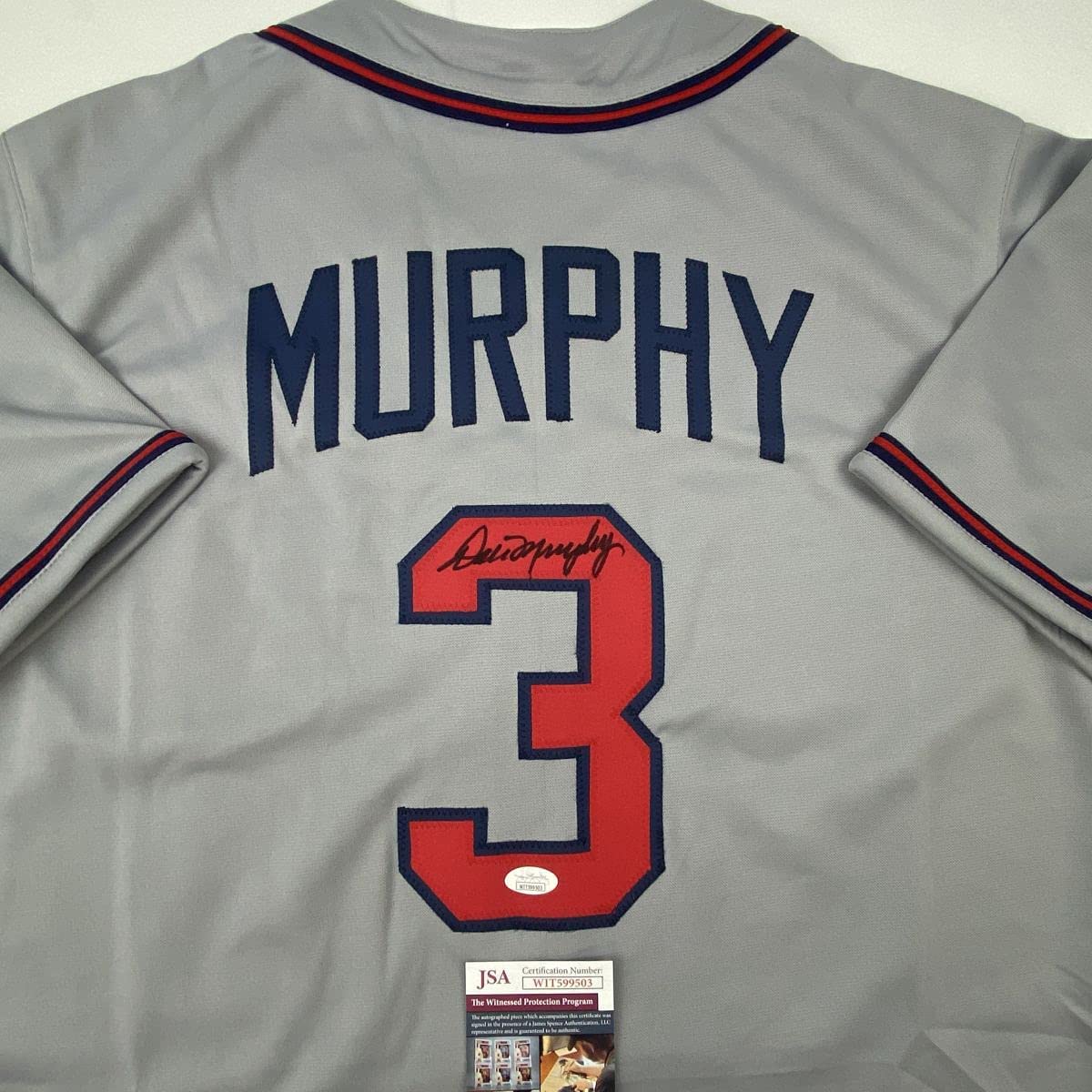 Autographed/Signed Dale Murphy Atlanta Grey Baseball Jersey JSA COA