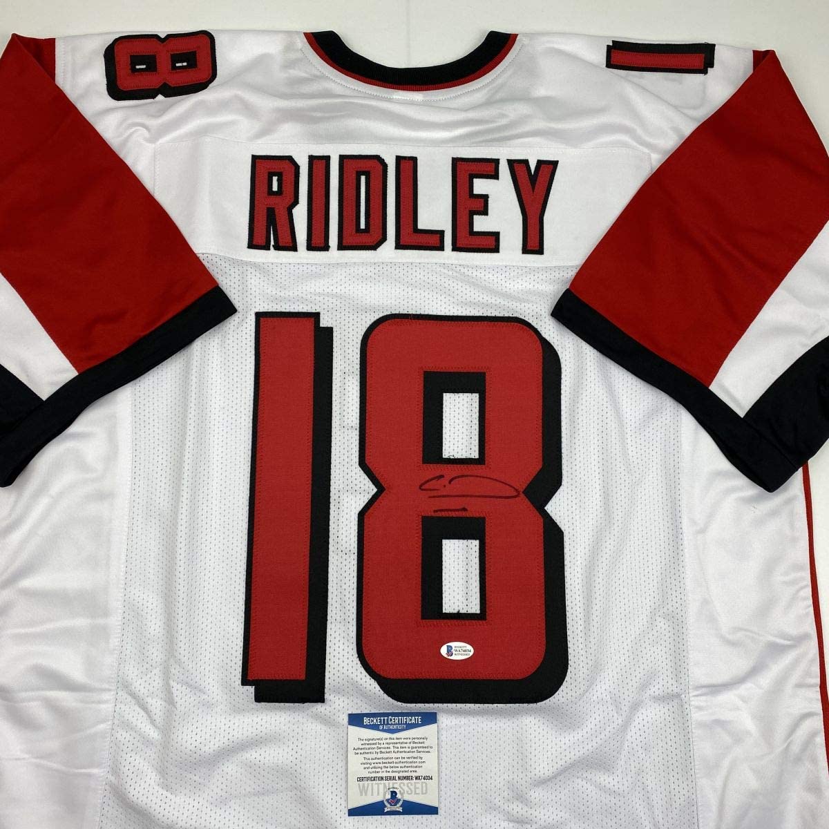Autographed/Signed Calvin Ridley Atlanta White Football Jersey Beckett BAS COA