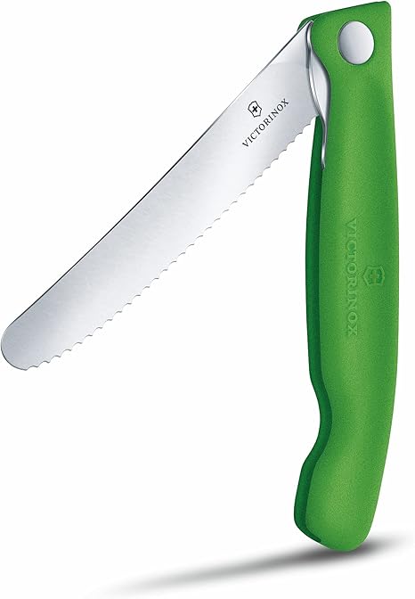 Victorinox Swiss Classic Foldable Paring Knife, Wavy Edge Green 4.3 in
