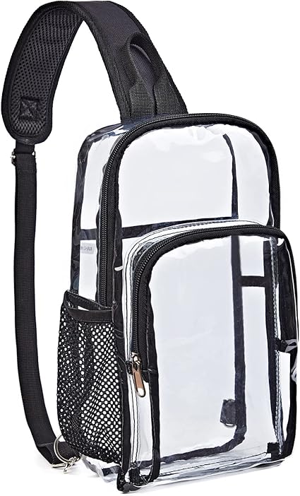 Edraco Clear Sling Bag, Clear Bag Stadium Approved, Large Capacity Shoulder Backpack for Men & Women
