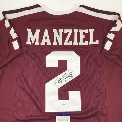 Autographed/Signed Johnny Manziel Texas A&M Maroon College Football Jersey PSA/DNA COA