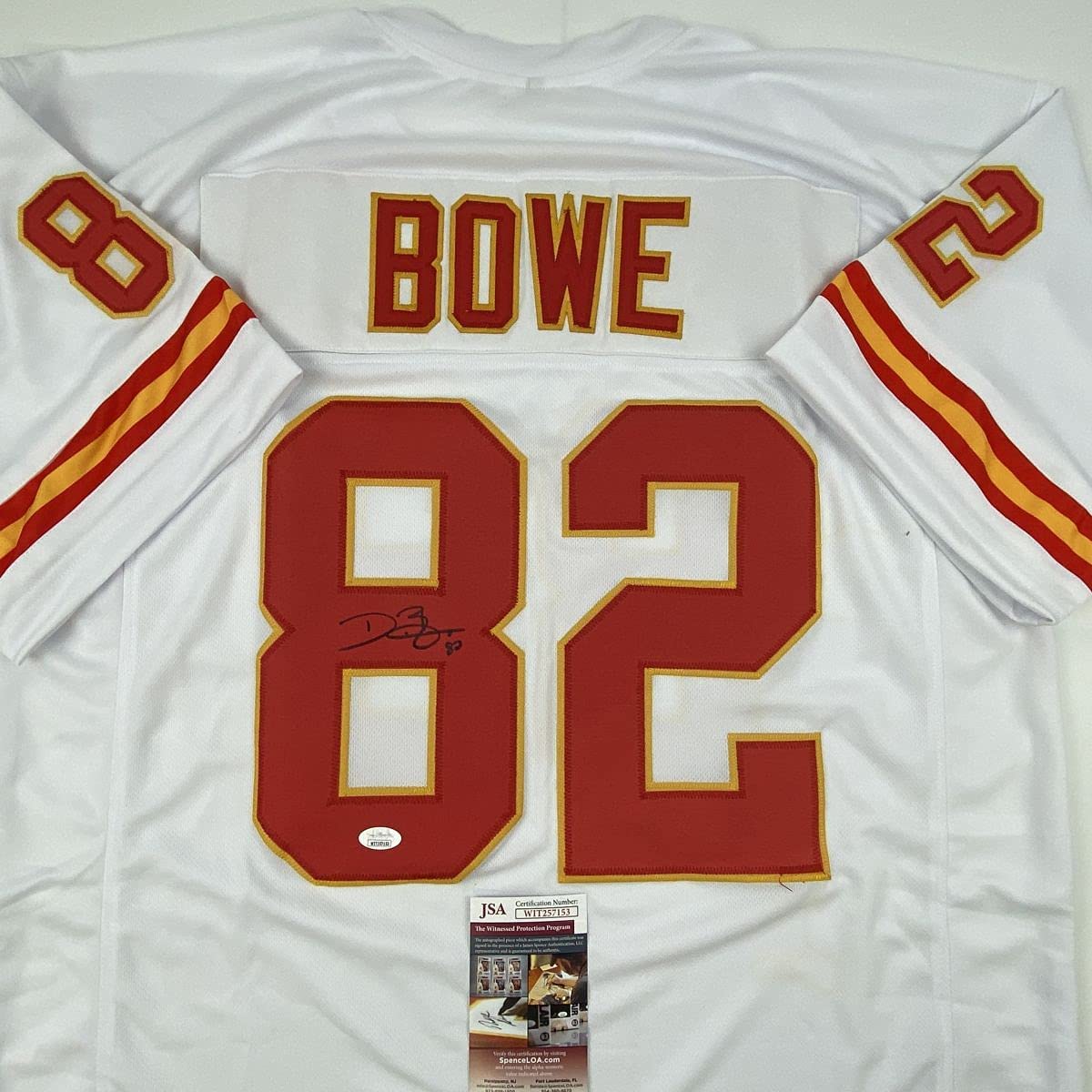 Autographed/Signed Dwayne Bowe Kansas City White Football Jersey JSA COA