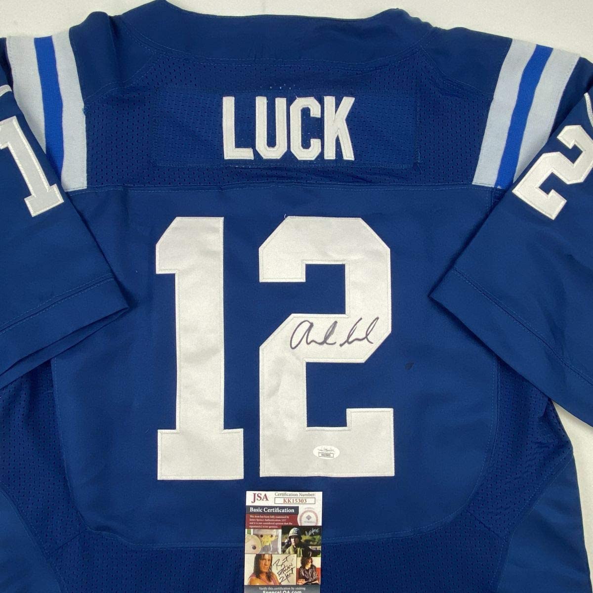 Autographed/Signed Andrew Luck Indianapolis Blue Football Jersey JSA COA