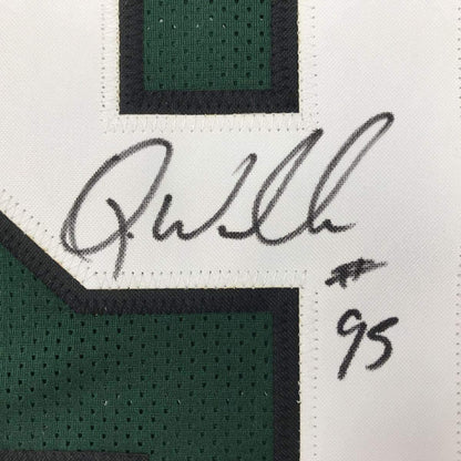 Framed Autographed/Signed Quinnen Williams 35x39 New York Green Football Jersey JSA COA