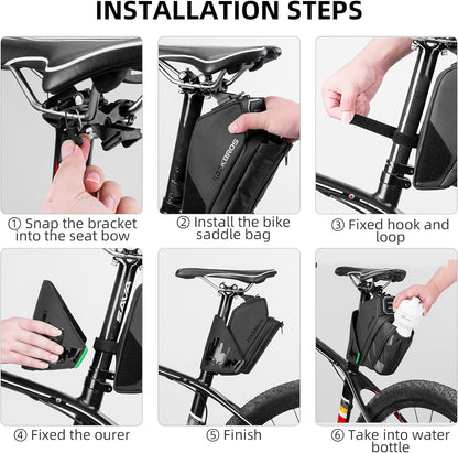 ROCKBROS Waterproof Bike Saddle Bag with Water Bottle Holder