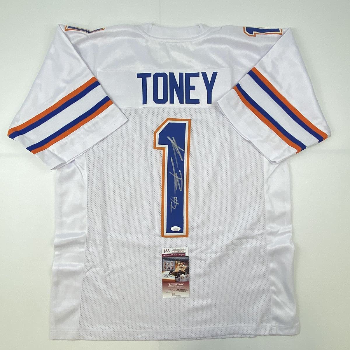 Autographed/Signed Kadarius Toney Florida White College Football Jersey JSA COA