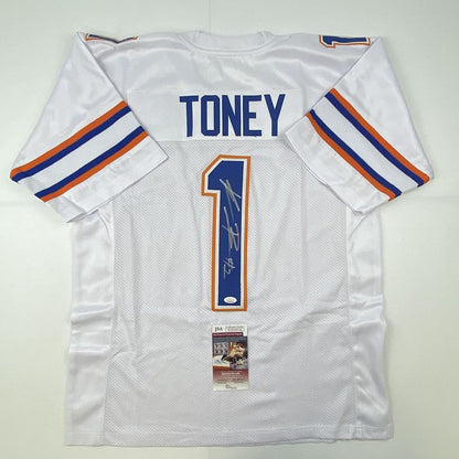 Autographed/Signed Kadarius Toney Florida White College Football Jersey JSA COA