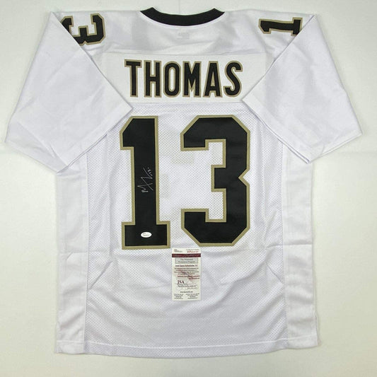 Autographed/Signed Michael Thomas New Orleans White Football Jersey JSA COA