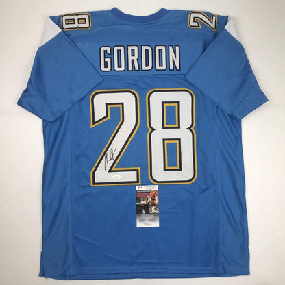 Autographed/Signed Melvin Gordon Los Angeles LA Powder Blue Football Jersey JSA COA