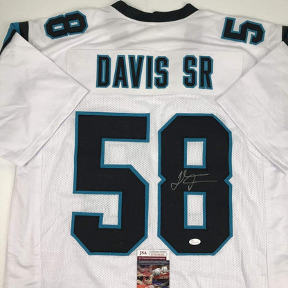Autographed/Signed Thomas Davis Sr. Carolina White Football Jersey JSA COA